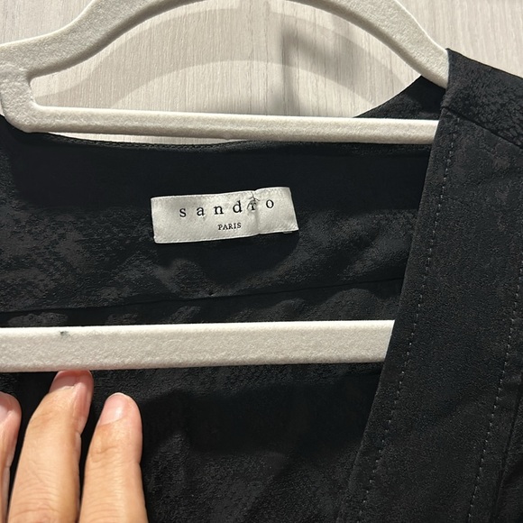 NWOT Sandro Paris mid length Jacquard Dress With Smocking size 4-6 EUR 38 - Picture 8 of 11